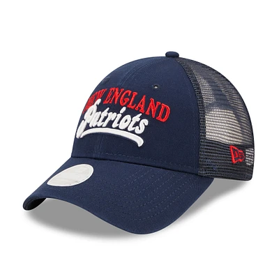 Women's New Era Navy New England Patriots Team Trucker 9FORTY Snapback Hat