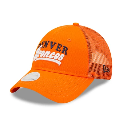 Women's New Era Orange Denver Broncos Team Trucker 9FORTY Snapback Hat