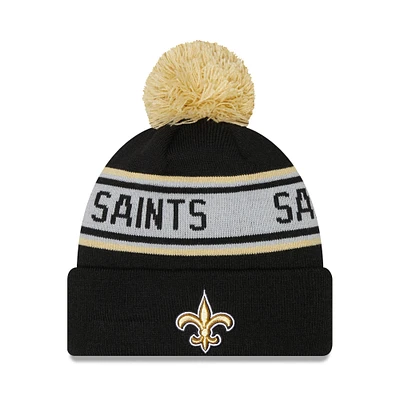 Men's New Era Black New Orleans Saints Repeat Cuffed Knit Hat with Pom