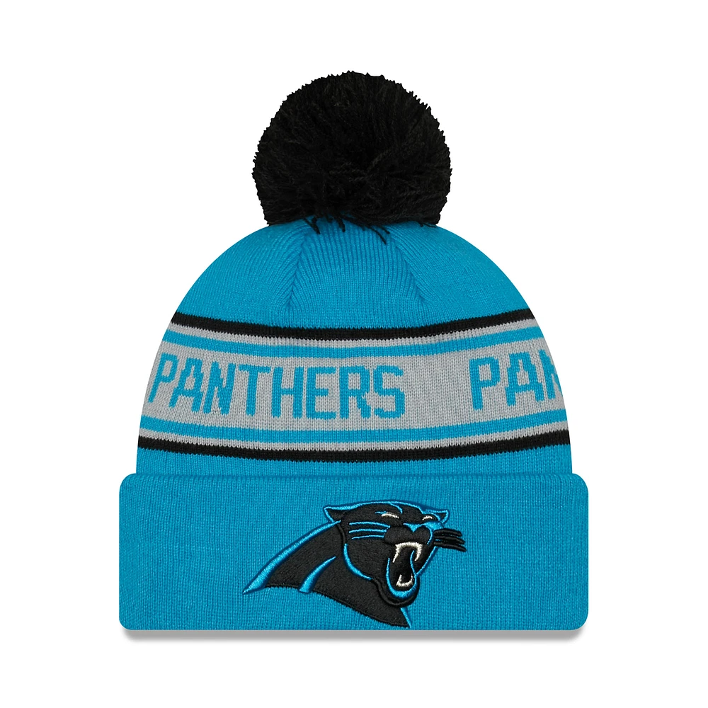 Men's New Era Blue Carolina Panthers Repeat Cuffed Knit Hat with Pom