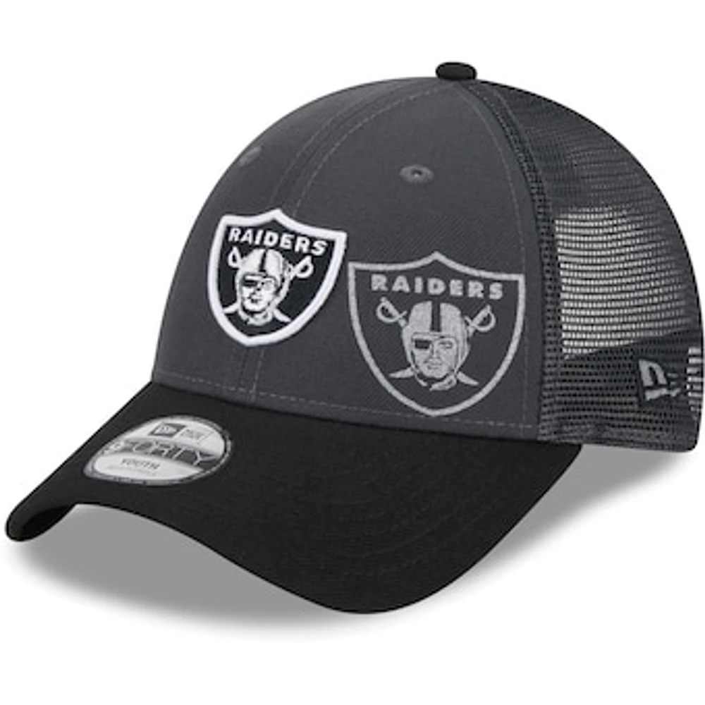 Youth New Era Graphite Las Vegas Raiders Reflect 9FORTY Adjustable Hat