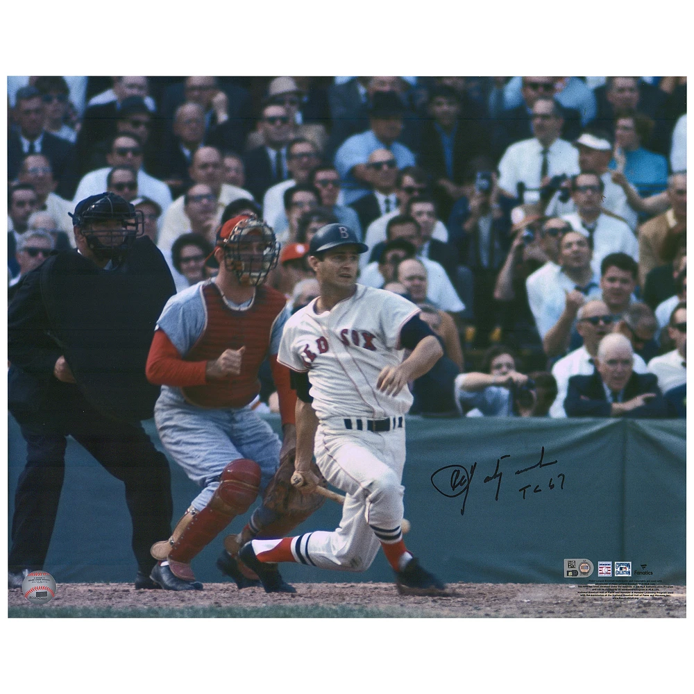 Carl Yastrzemski Boston Red Sox Autographed 16'' x 20'' 1967 World Series Hitting Photograph with ''TC 67'' Inscription