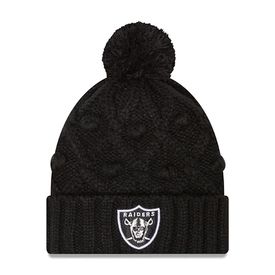 Girls Youth New Era Black Las Vegas Raiders Toasty Cuffed Knit Hat with Pom