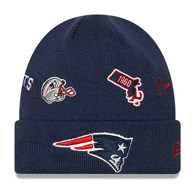 Youth New Era Navy New England Patriots Identity Cuffed Knit Hat