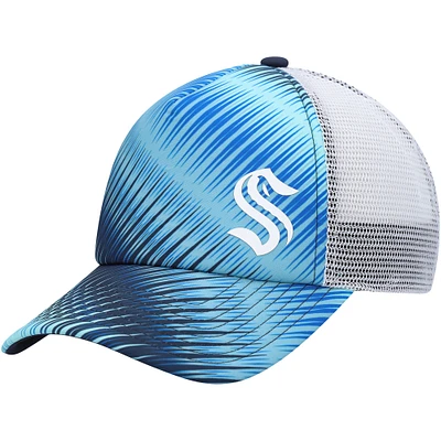 Women's adidas Light Blue/White Seattle Kraken Graphic Foam Trucker Snapback Hat