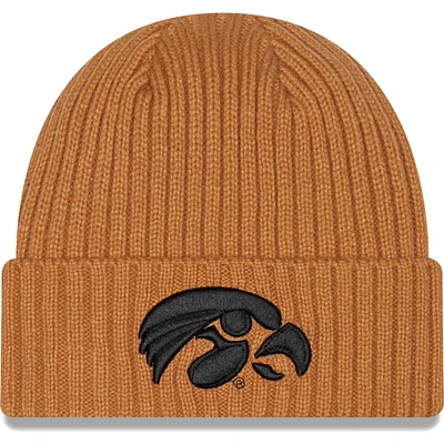 Men's New Era Light Brown Iowa Hawkeyes Core Classic Cuffed Knit Hat