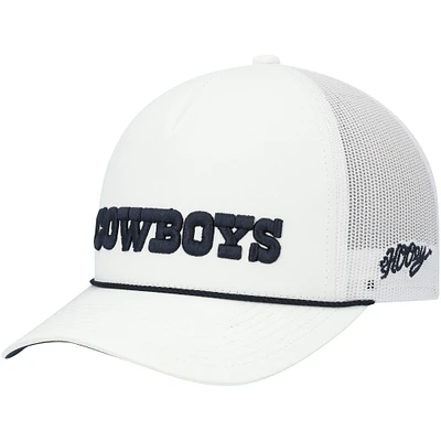 Men's HOOey White Dallas Cowboys Wordmark Rope Trucker Snapback Hat