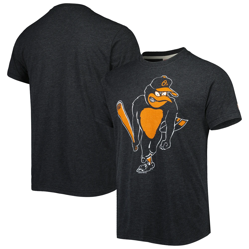Men's Homage Charcoal Baltimore Orioles Hand-Drawn Logo Tri-Blend T-Shirt