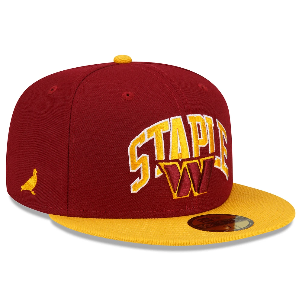 Men's New Era Burgundy/Gold Washington Commanders NFL x Staple Collection 59FIFTY Fitted Hat