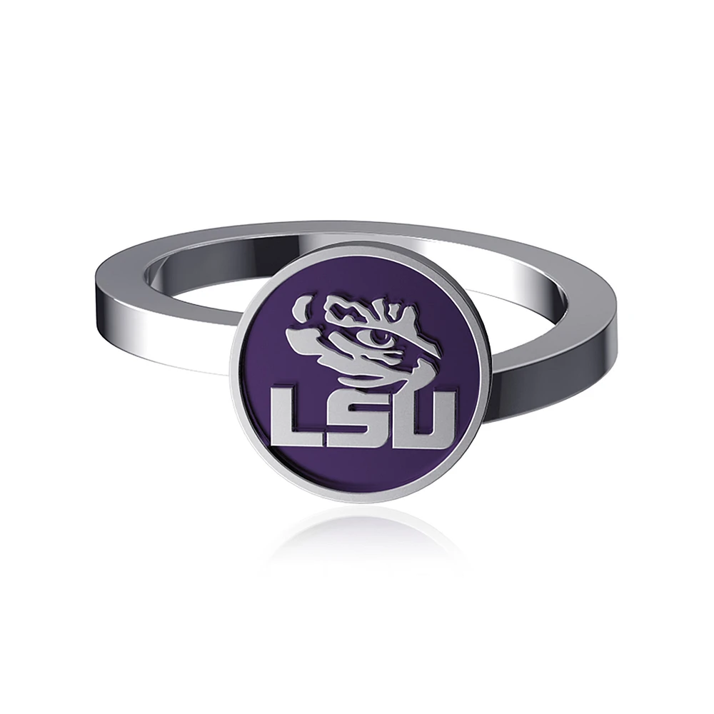 Dayna Designs LSU Tigers Bypass Enamel Silver Ring