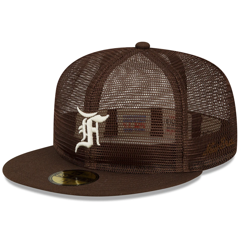 Men's New Era x Fear of God Brown Mesh 59FIFTY Fitted Hat