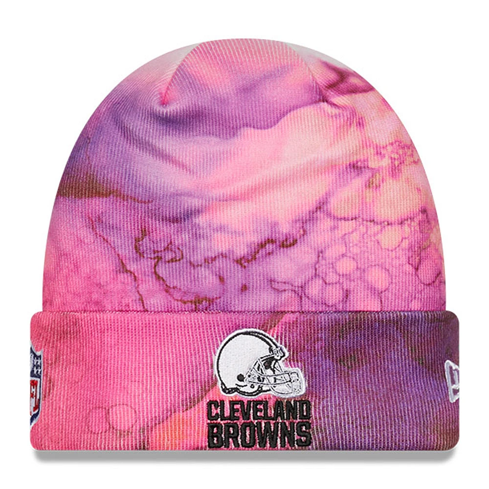 Men's New Era Pink Cleveland Browns 2022 NFL Crucial Catch Knit Hat