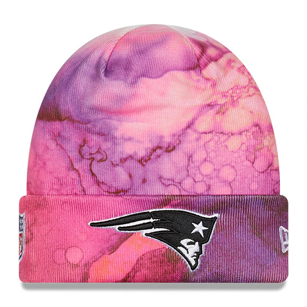 Men's New Era Pink New England Patriots 2022 NFL Crucial Catch Knit Hat