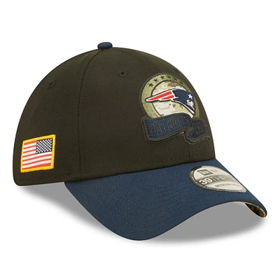 Men's New Era Black/Navy England Patriots 2022 Salute To Service 39THIRTY Flex Hat