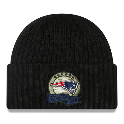 Youth New Era Black New England Patriots 2022 Salute To Service Knit Hat