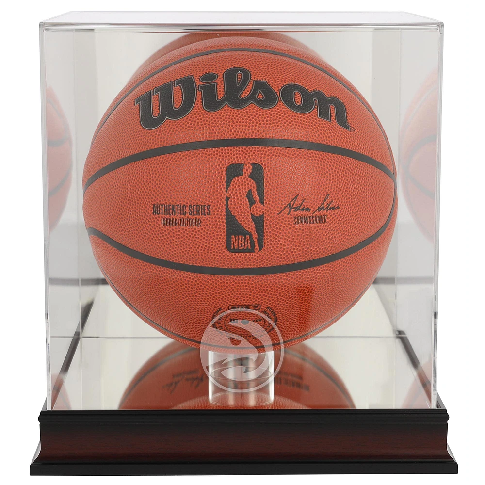 Atlanta Hawks Mahogany Logo Basketball Display Case