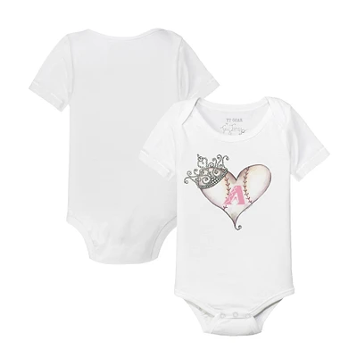 Infant Tiny Turnip White Arizona Diamondbacks Baseball Tiara Heart Bodysuit