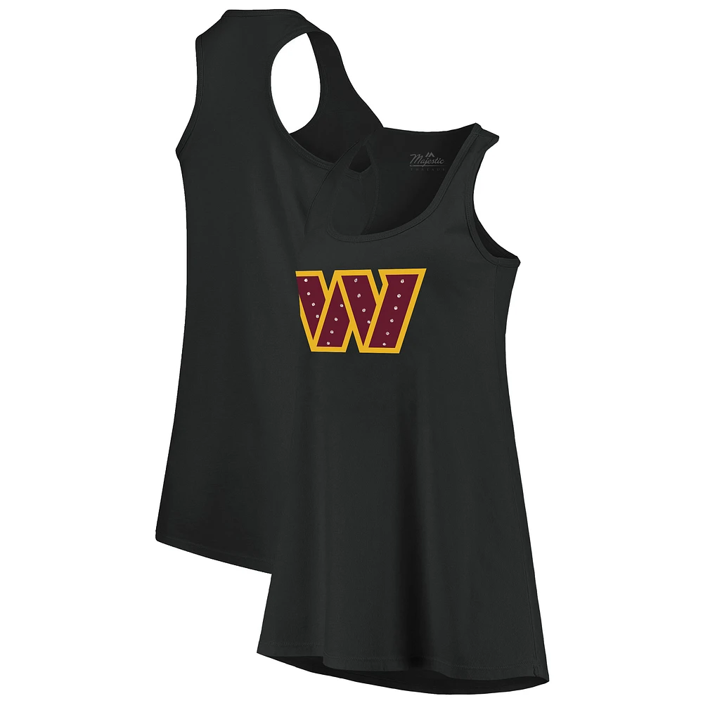 Women's Majestic Threads Black Washington Commanders Bling Scoop Neck Racerback Tank Top