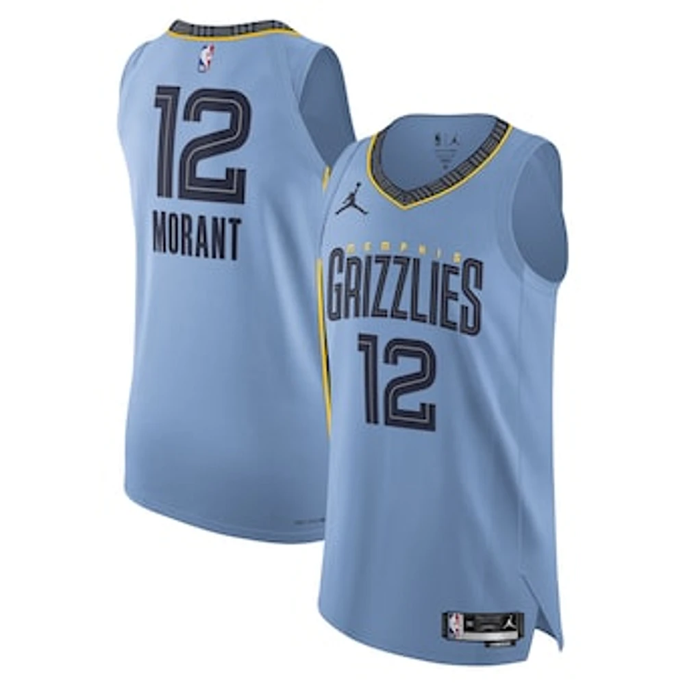 Men's Jordan Brand Ja Morant Light Blue Memphis Grizzlies Authentic Player Jersey - Statement Edition