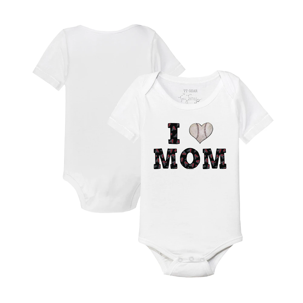 Infant Tiny Turnip White Arizona Diamondbacks Heart Mom Bodysuit