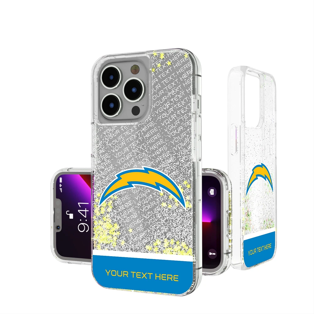 Los Angeles Chargers Personalized Endzone Plus Design iPhone Glitter Phone Case