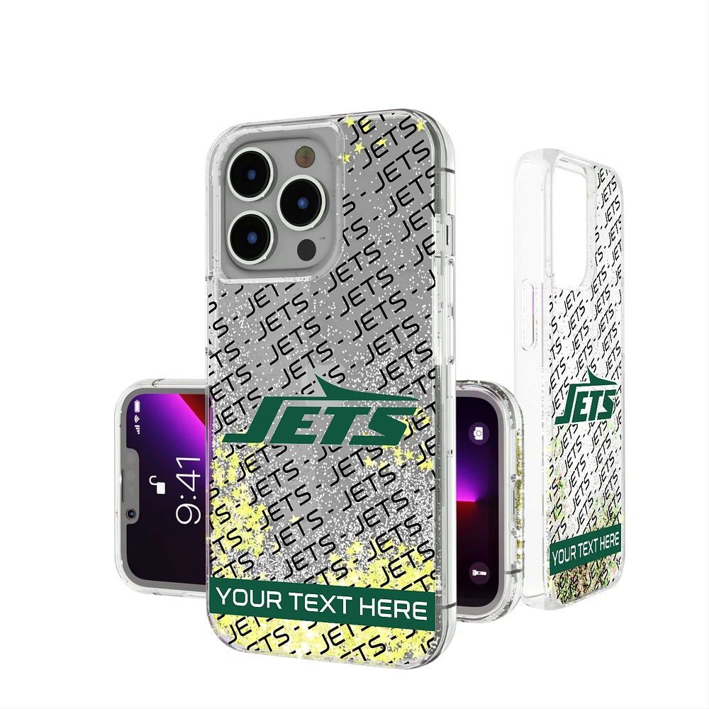 New York Jets Personalized Tilt Design iPhone Glitter Phone Case
