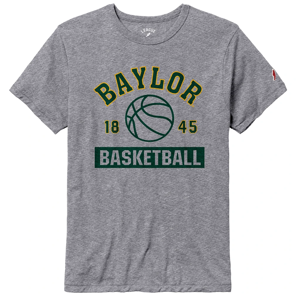 Men's League Collegiate Wear Heather Gray Baylor Bears Basketball Team Arch Victory Falls Tri-Blend T-Shirt