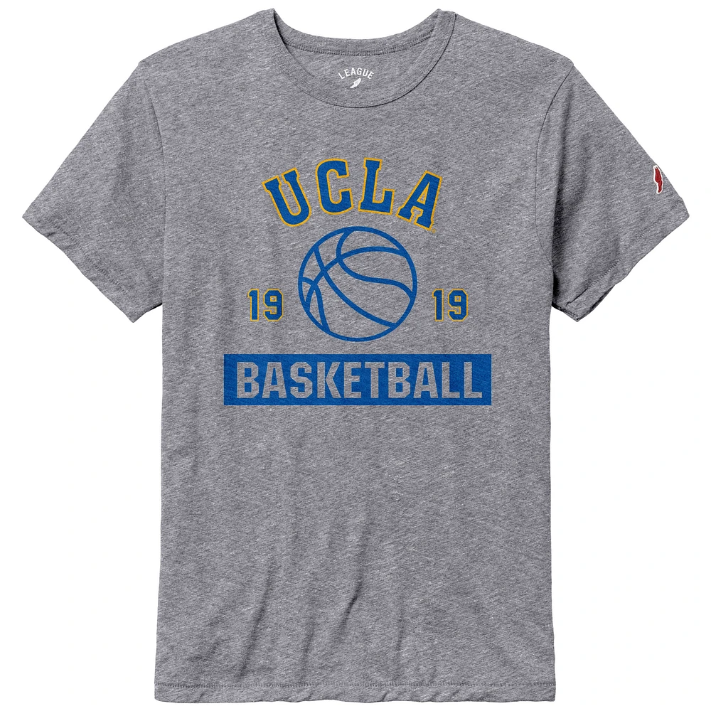 Men's League Collegiate Wear Heather Gray UCLA Bruins Basketball Team Arch Victory Falls Tri-Blend T-Shirt