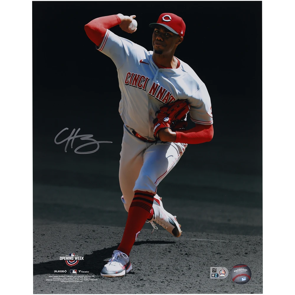 Hunter Greene Cincinnati Reds Autographed 11'' x 14'' Pitching Spotlight Photograph