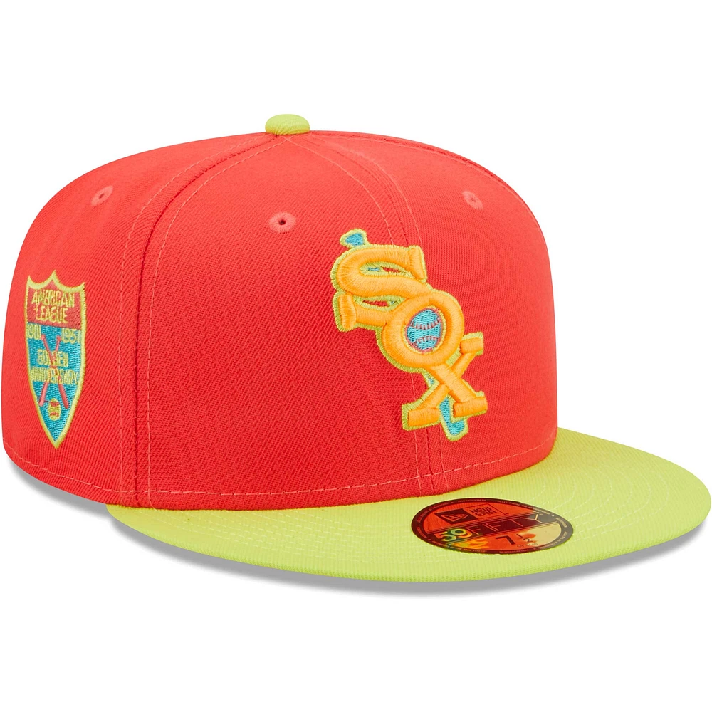 Men's New Era Red/Neon Green Chicago White Sox Lava Highlighter Combo 59FIFTY Fitted Hat