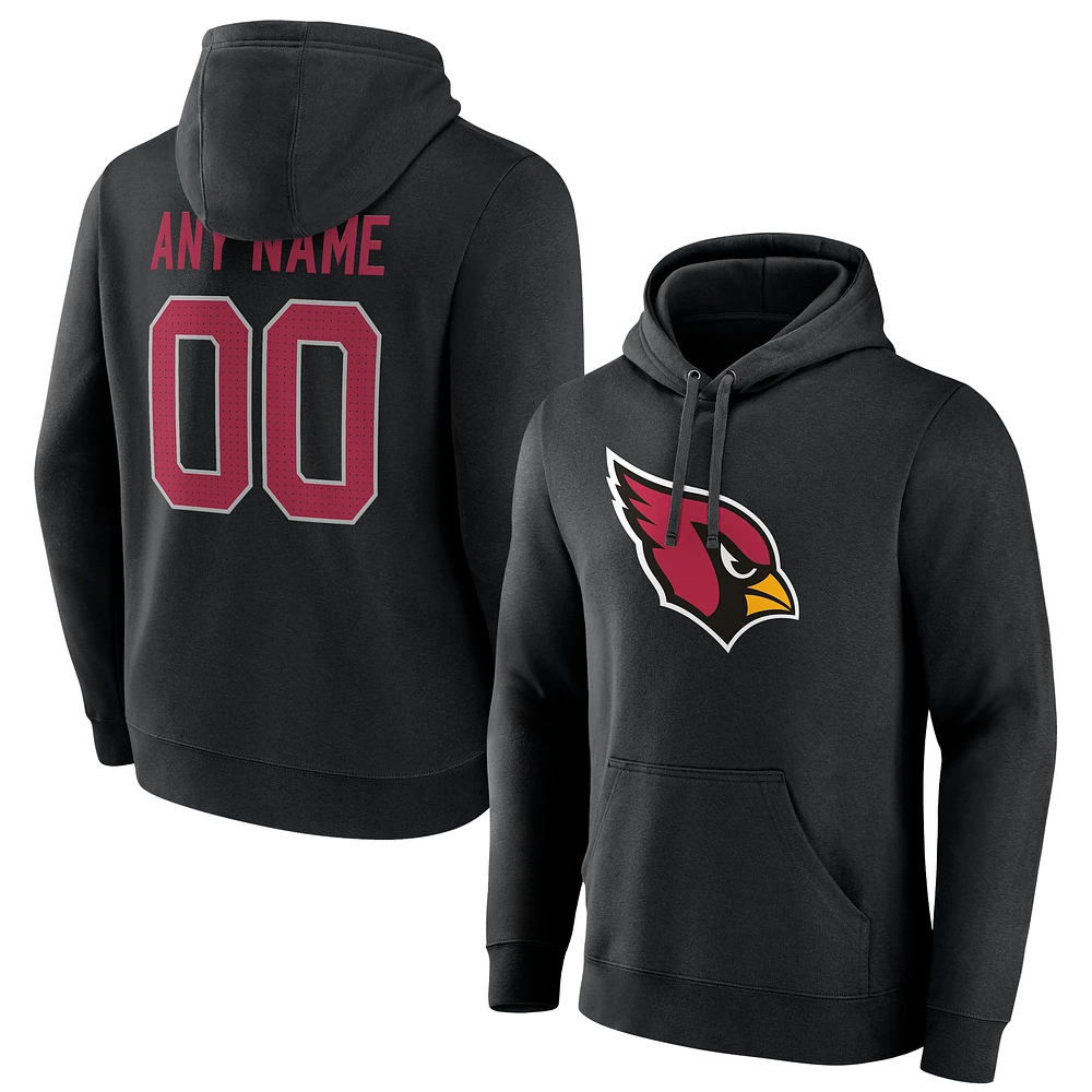 Men's Black Arizona Cardinals Team Authentic Personalized Name & Number Pullover Hoodie
