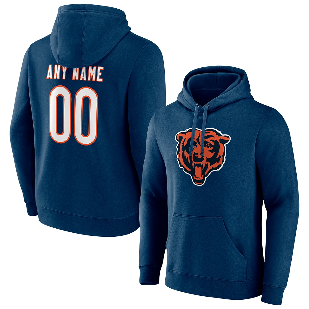 Men's Navy Chicago Bears Team Authentic Personalized Name & Number Pullover Hoodie