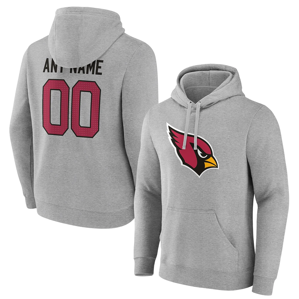 Men's Heathered Gray Arizona Cardinals Team Authentic Custom Pullover Hoodie