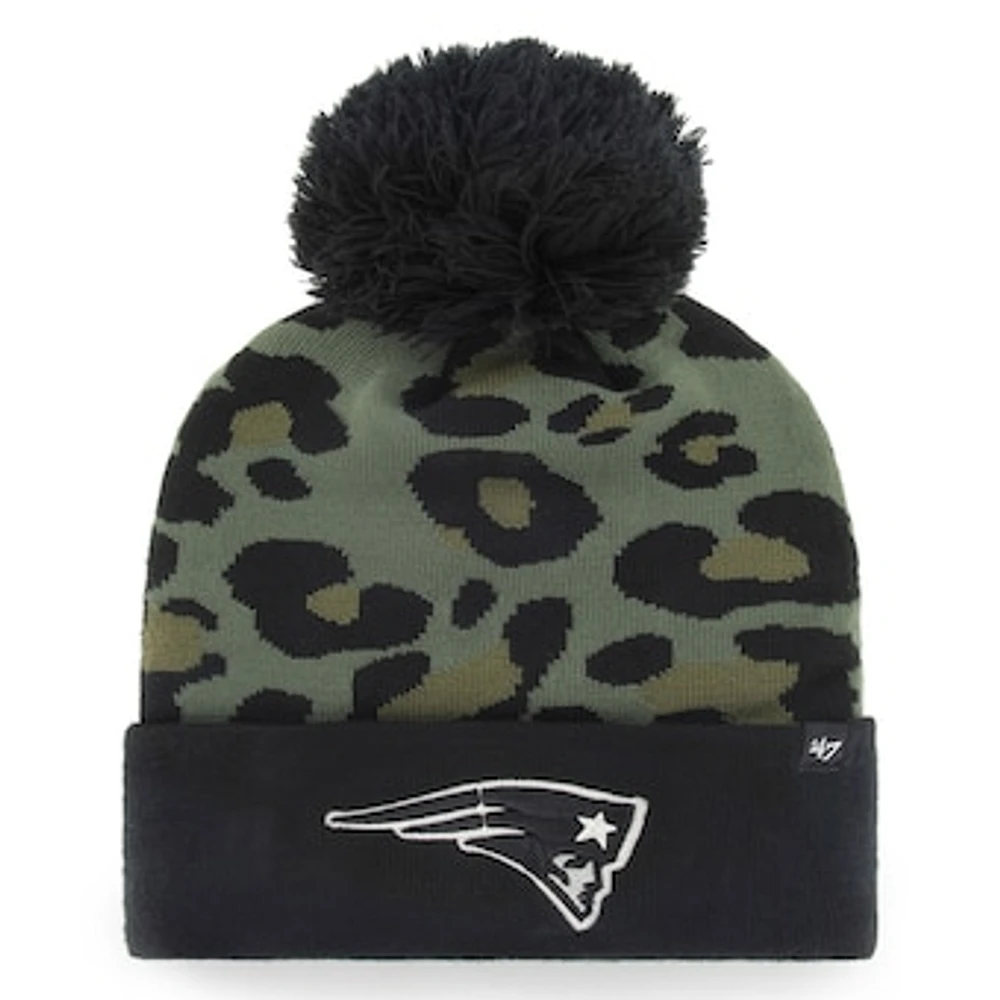 Women's '47 Green/Black New England Patriots Bagheera Cuffed Knit Hat with Pom