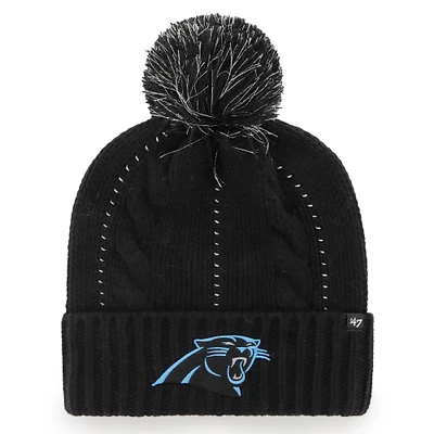 Women's '47 Black Carolina Panthers Bauble Cuffed Knit Hat with Pom
