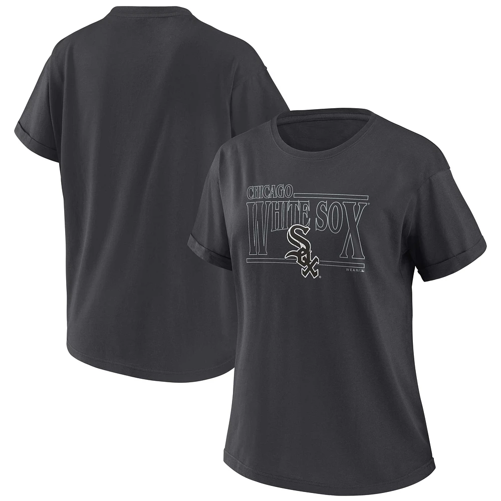 Women's WEAR by Erin Andrews Charcoal Chicago White Sox Oversized Boyfriend T-Shirt