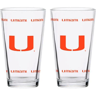 Miami Hurricanes Two-Pack Knockout 16oz. Pint Glass Set
