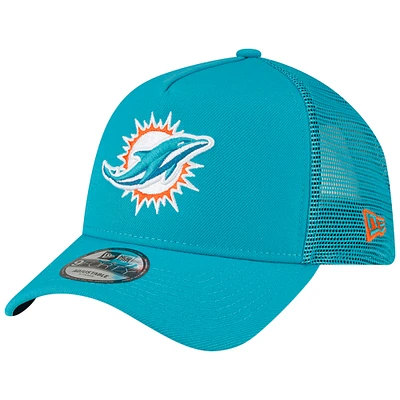 Men's New Era Aqua Miami Dolphins A-Frame Trucker 9FORTY Adjustable Hat