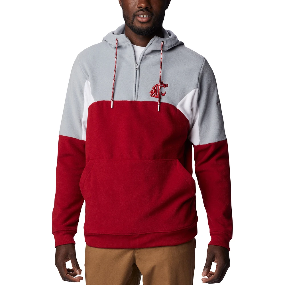 Men's Columbia Crimson Washington State Cougars Lodge Quarter-Zip Hoodie