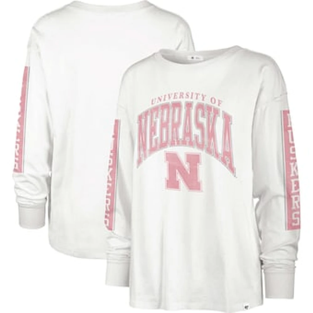 Women's '47 Cream Nebraska Huskers Statement SOA 3-Hit Long Sleeve T-Shirt