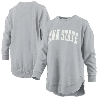 Women's Pressbox Heather Gray Penn State Nittany Lions Vintage Wash Pullover Sweatshirt