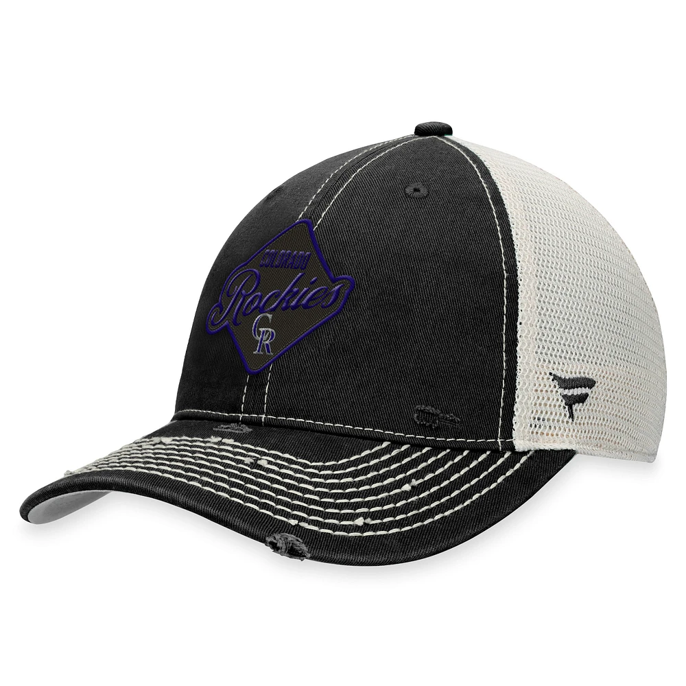 Men's Fanatics Black Colorado Rockies Heritage Trucker Snapback Hat
