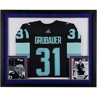 Philipp Grubauer Seattle Kraken Autographed Deluxe Framed Navy Adidas Authentic Jersey