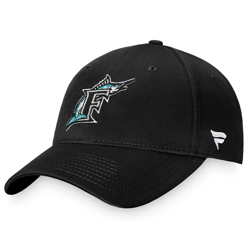 Men's Fanatics Black Florida Marlins Cooperstown Collection Core Adjustable Hat