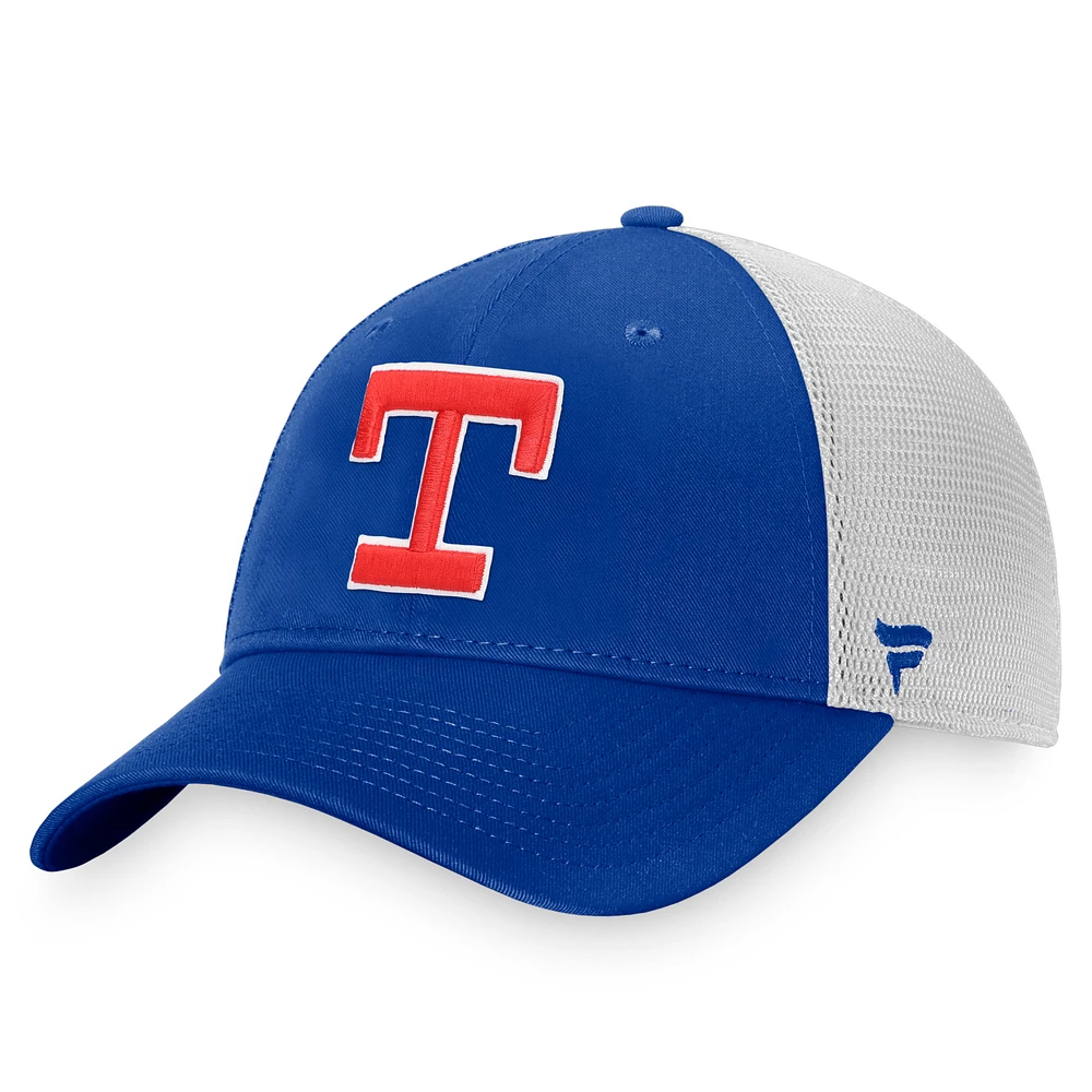 Men's Fanatics Royal/White Texas Rangers Cooperstown Collection Core Trucker Snapback Hat