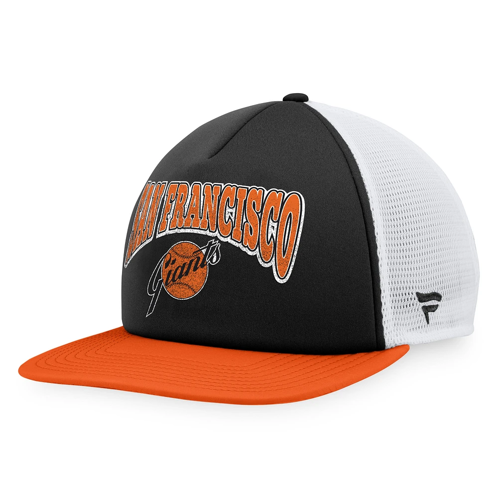 Men's Fanatics Black/Orange San Francisco Giants Heritage Foam Front Trucker Snapback Hat