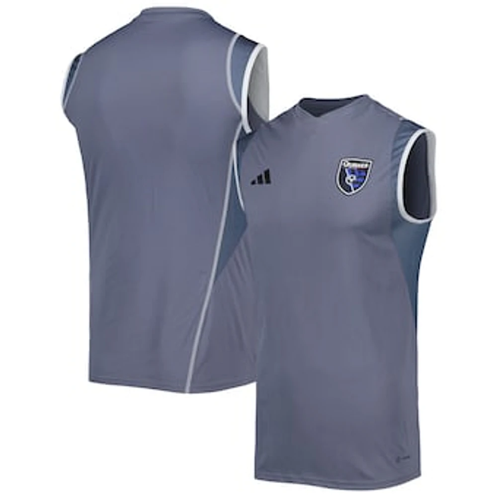 Men's adidas Gray San Jose Earthquakes 2023 On-Field Sleeveless Training Jersey