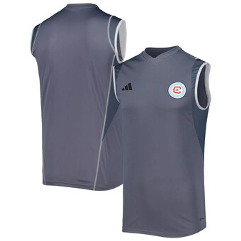 Men's adidas Gray Chicago Fire 2023 On-Field Sleeveless Training Jersey