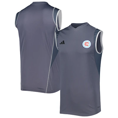 Men's adidas Gray Chicago Fire 2023 On-Field Sleeveless Training Jersey