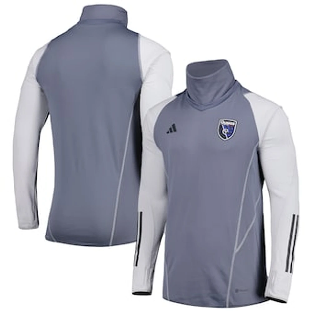 Men's adidas Gray San Jose Earthquakes Warm Raglan COLD.RDY Top